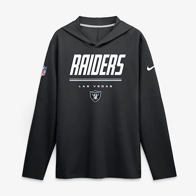 Haut à capuche léger manches longues Nike Dri-FIT pour homme, noir, Las Vegas Raiders Sideline