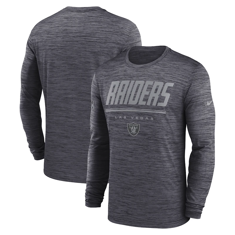 Men's Nike Black Las Vegas Raiders Sideline Offensive Transition Velocity Dri-FIT Long Sleeve T-Shirt