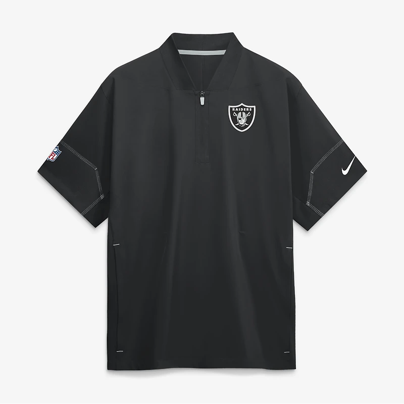 Men's Nike Black Las Vegas Raiders Sideline Short Sleeve Quarter-Zip Coaches Jacket