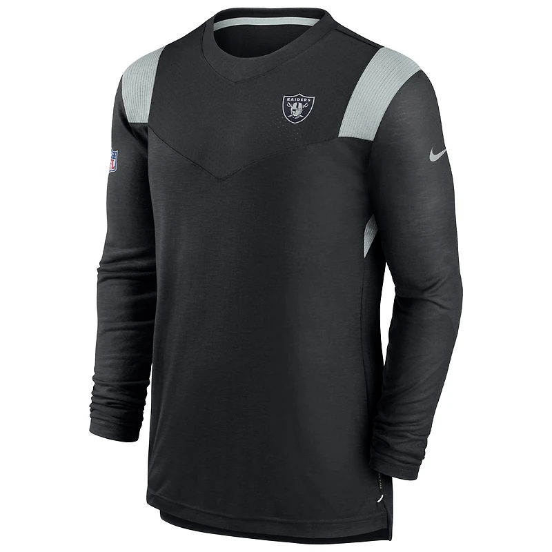 Men's Nike Black Las Vegas Raiders Sideline Tonal Logo Performance Player Long Sleeve T-Shirt