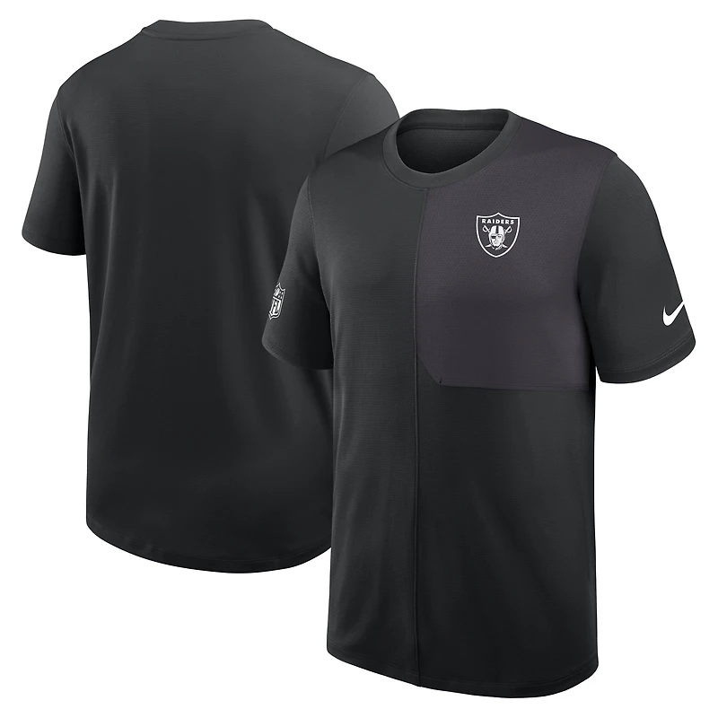 T-shirt d'entraîneur Nike noir Las Vegas Raiders Sideline UV Dri-Fit pour homme