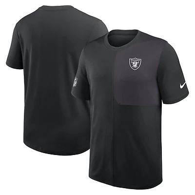 T-shirt d'entraîneur Nike noir Las Vegas Raiders Sideline UV Dri-Fit pour homme