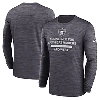 T-shirt Nike noir à manches longues pour homme, Las Vegas Raiders, Sideline Velocity Performance