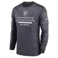 T-shirt Nike noir à manches longues pour homme, Las Vegas Raiders, Sideline Velocity Performance