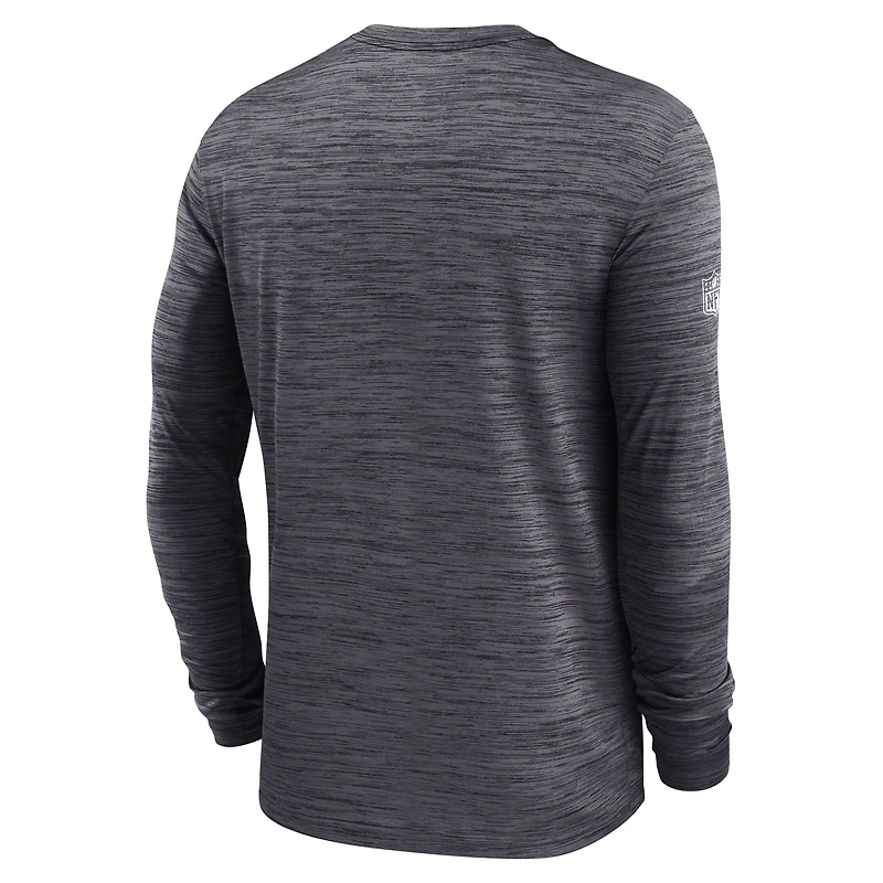 T-shirt Nike noir à manches longues pour homme, Las Vegas Raiders, Sideline Velocity Performance