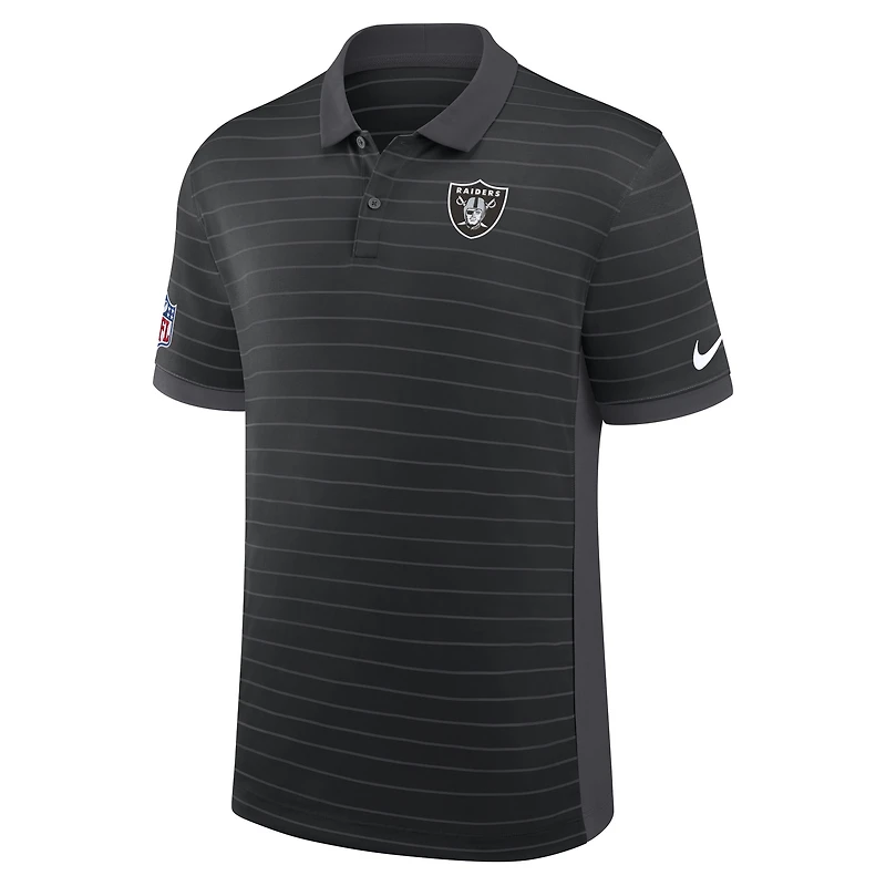 Polo Nike noir à rayures Victory Stripe Dri-FIT pour homme des Las Vegas Raiders