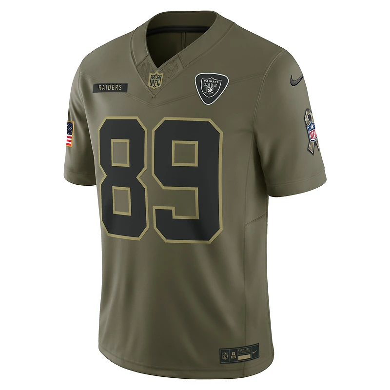 Maillot Nike Brock Bowers Olive Las Vegas Raiders 2025 Salute to Service Limited pour homme