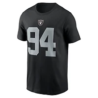T-shirt Nike Christian Wilkins pour homme, noir, nom et numéro du joueur des Las Vegas Raiders