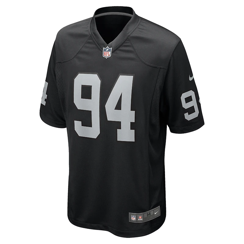 Maillot de match Nike Christian Wilkins noir pour homme des Las Vegas Raiders
