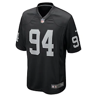 Maillot de match Nike Christian Wilkins noir pour homme des Las Vegas Raiders