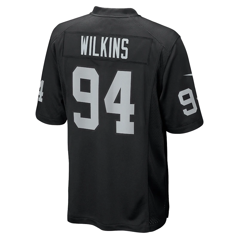 Maillot de match Nike Christian Wilkins noir pour homme des Las Vegas Raiders