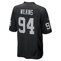 Maillot de match Nike Christian Wilkins noir pour homme des Las Vegas Raiders