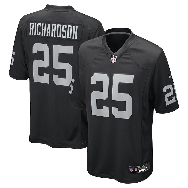 Maillot de match Nike Decamerion Richardson pour homme, noir, Las Vegas Raiders Team Game