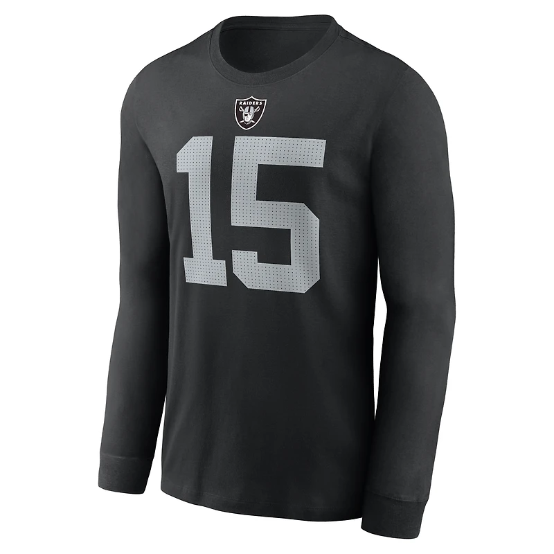 Men's Nike Fernando Mendoza Black Las Vegas Raiders Name & Number Long Sleeve T-Shirt
