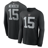 Men's Nike Fernando Mendoza Black Las Vegas Raiders Name & Number Long Sleeve T-Shirt