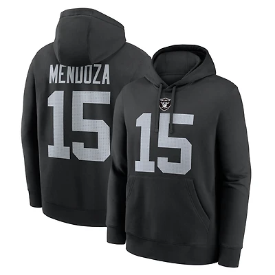 Sweat à capuche polaire Nike Fernando Mendoza noir pour homme, avec nom et numéro du joueur des Las Vegas Raiders