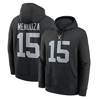 Sweat à capuche polaire Nike Fernando Mendoza noir pour homme, avec nom et numéro du joueur des Las Vegas Raiders