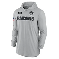 Men's Nike Gray Las Vegas Raiders 2024 Salute to Service Lightweight Dri-FIT Long Sleeve Hoodie T-Shirt
