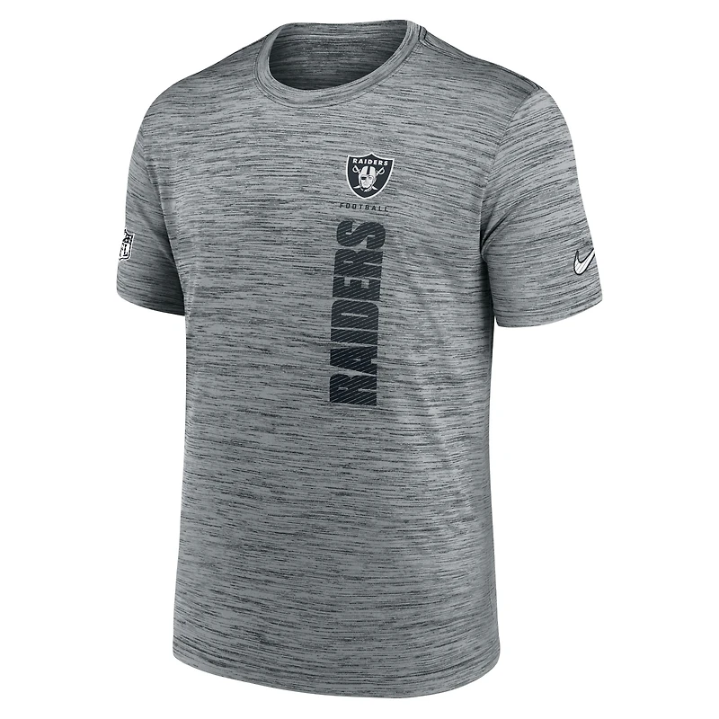 T-shirt Nike gris Las Vegas Raiders Sideline Velocity Dri-FIT pour homme