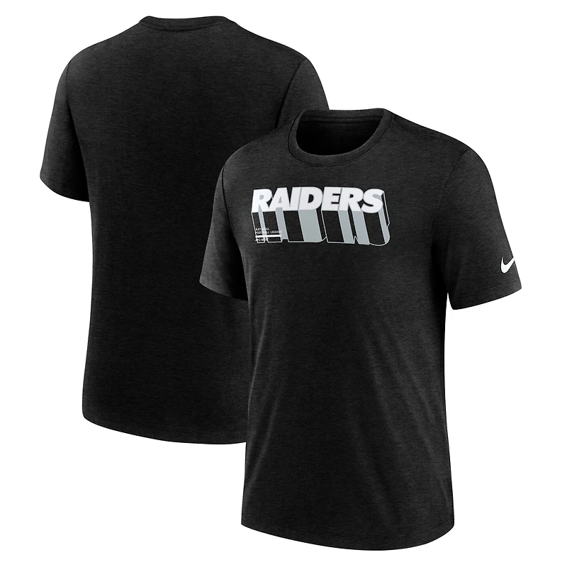 Men's Nike Heather Black Las Vegas Raiders Long Pass Tri-Blend T-Shirt