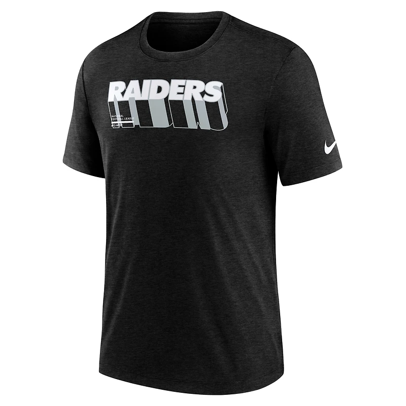 Men's Nike Heather Black Las Vegas Raiders Long Pass Tri-Blend T-Shirt