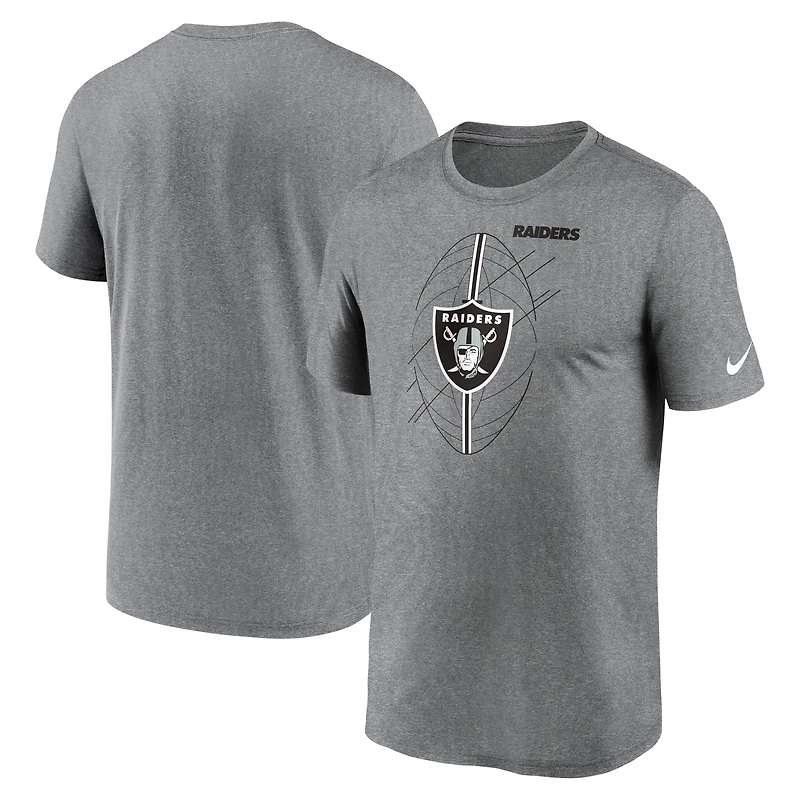 T-shirt de performance Nike Heather Charcoal Las Vegas Raiders Legend Icon pour homme