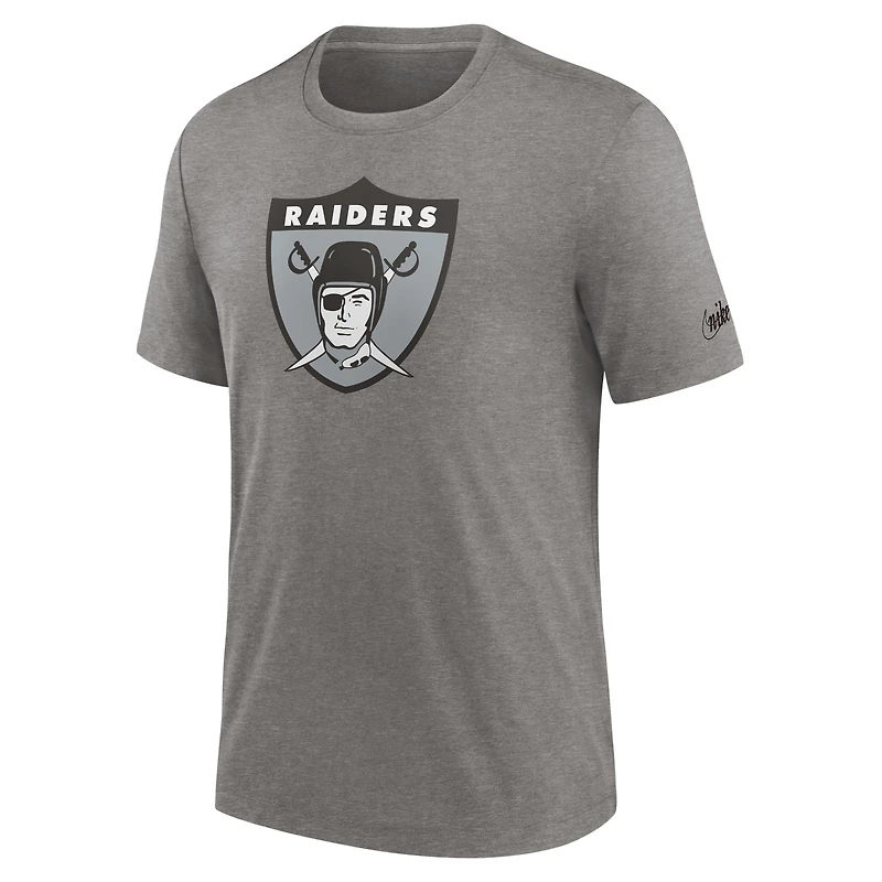 T-shirt à trois mélanges Nike Heather Charcoal Las Vegas Raiders Rewind Logo pour homme