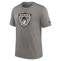 T-shirt à trois mélanges Nike Heather Charcoal Las Vegas Raiders Rewind Logo pour homme