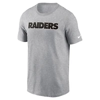 Men's Nike Heather Gray Las Vegas Raiders Primetime Wordmark Essential T-Shirt