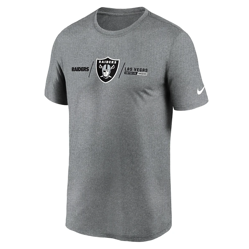 Men's Nike Heathered Gray Las Vegas Raiders Fan Gear Horizontal Lockup Legend - Performance T-Shirt