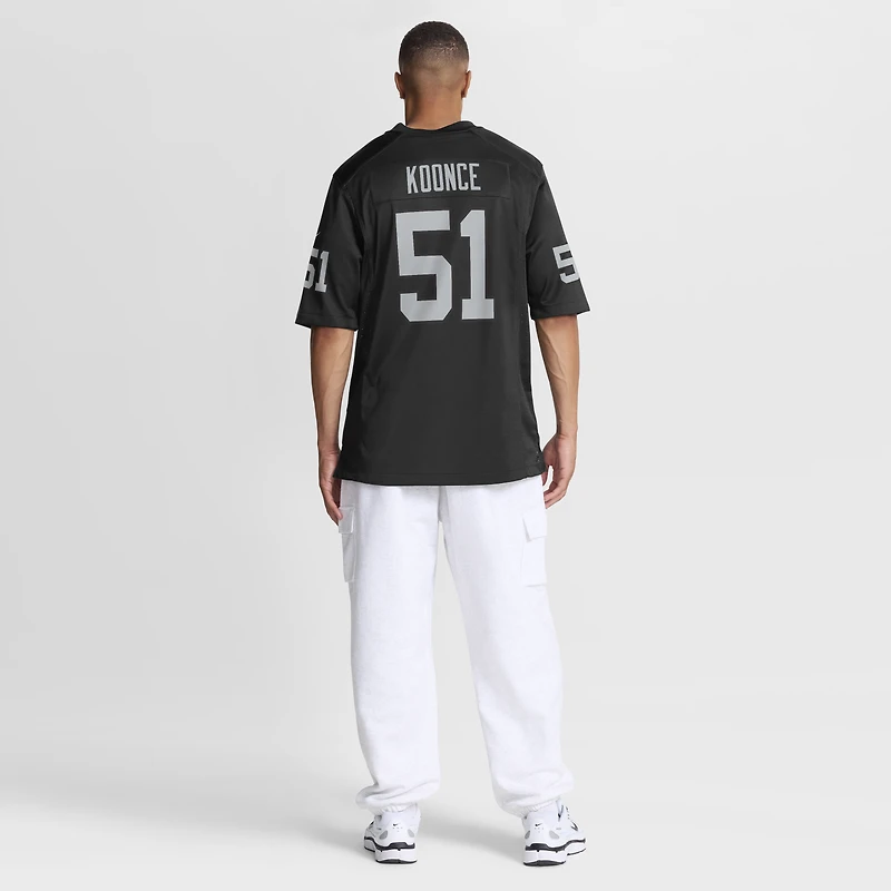 Maillot de match Nike Malcolm Koonce pour hommes, noir, Las Vegas Raiders