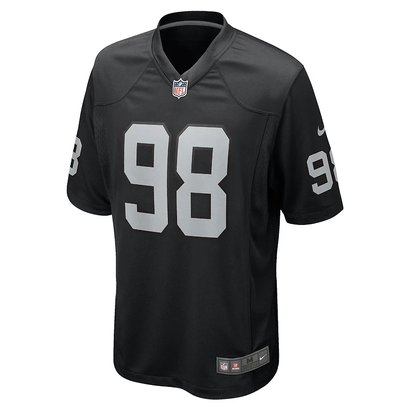 Maillot de match Nike Maxx Crosby pour hommes, noir, Las Vegas Raiders