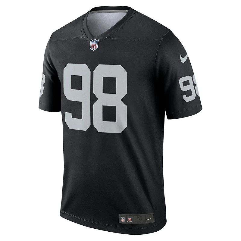 Haut Nike Maxx Crosby pour homme, noir, joueur légendaire des Las Vegas Raiders