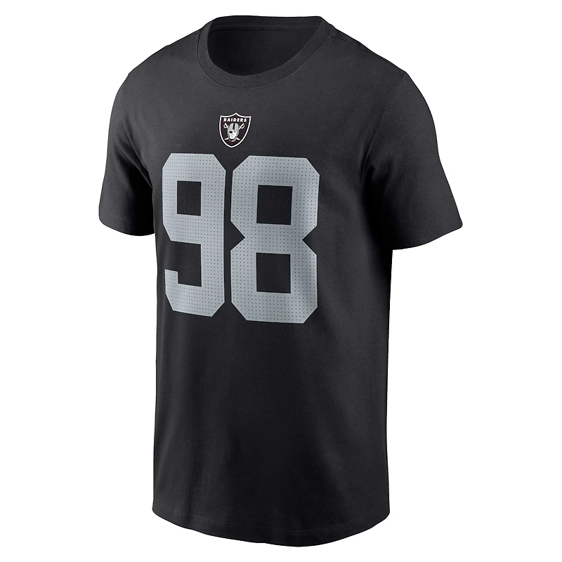 T-shirt avec nom et numéro du joueur des Las Vegas Raiders Nike Maxx Crosby pour homme, noir