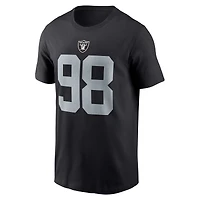 T-shirt avec nom et numéro du joueur des Las Vegas Raiders Nike Maxx Crosby pour homme, noir