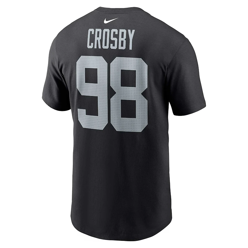 T-shirt avec nom et numéro du joueur des Las Vegas Raiders Nike Maxx Crosby pour homme, noir