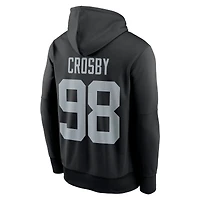 Sweat à capuche Nike Maxx Crosby noir pour homme, avec nom et numéro de joueur des Las Vegas Raiders