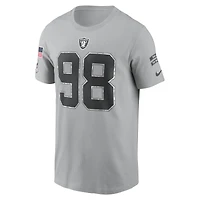 T-shirt Nike Maxx Crosby pour homme, gris, Las Vegas Raiders 2024 Salute To Service, nom et numéro