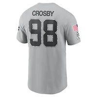 T-shirt Nike Maxx Crosby pour homme, gris, Las Vegas Raiders 2024 Salute To Service, nom et numéro