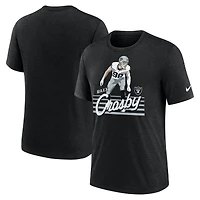 T-shirt Nike Maxx Crosby pour homme, noir chiné, motif joueur des Las Vegas Raiders