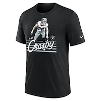 T-shirt Nike Maxx Crosby pour homme, noir chiné, motif joueur des Las Vegas Raiders