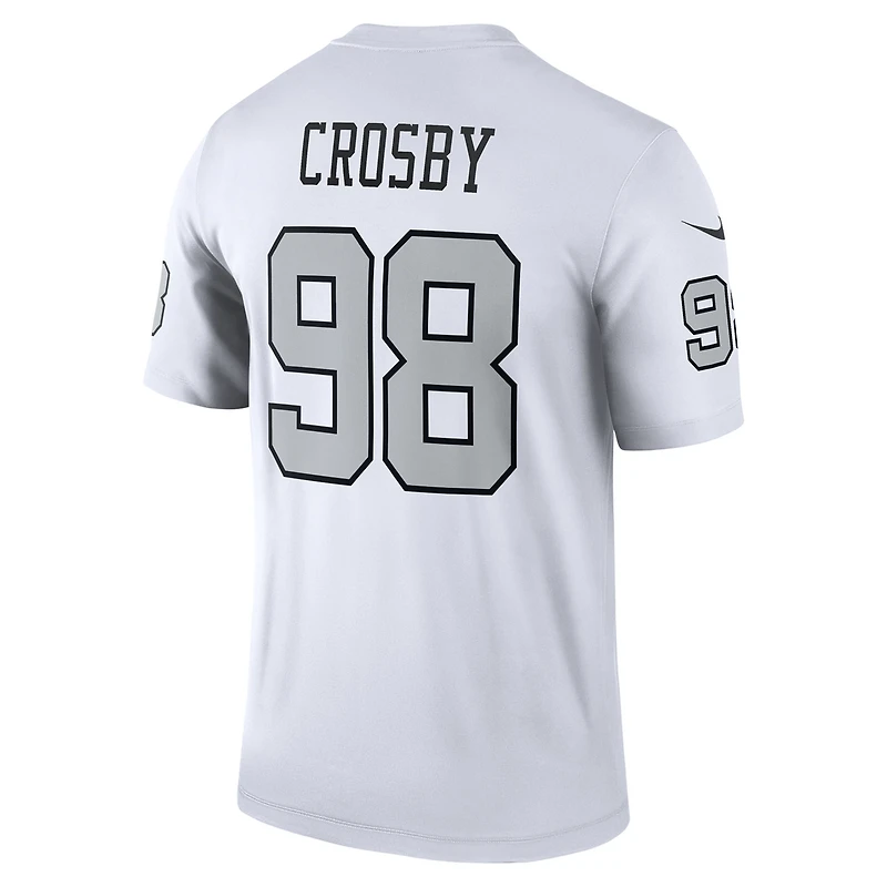 Haut Nike Maxx Crosby blanc pour homme, modèle Legend Player Performance des Las Vegas Raiders