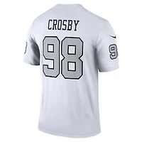 Haut Nike Maxx Crosby blanc pour homme, modèle Legend Player Performance des Las Vegas Raiders