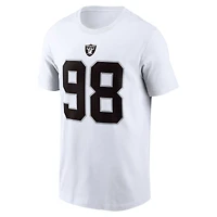 T-shirt Nike Maxx Crosby pour homme, blanc, nom et numéro du joueur des Las Vegas Raiders
