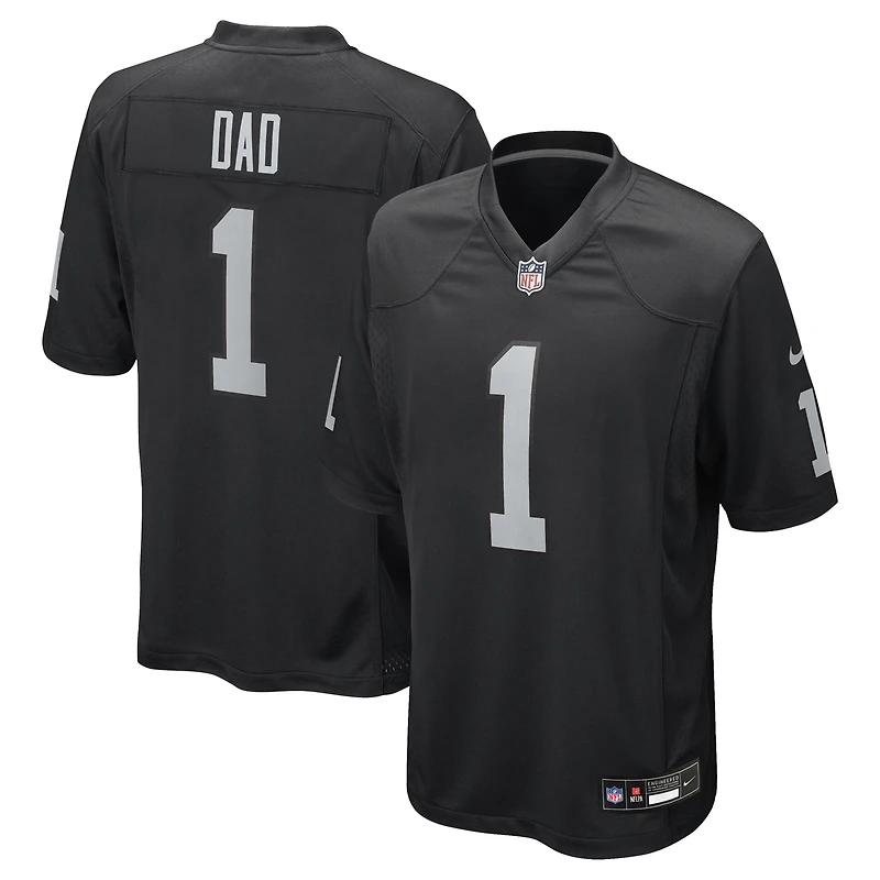 Maillot de match Nike numéro 1 Dad noir des Las Vegas Raiders pour hommes