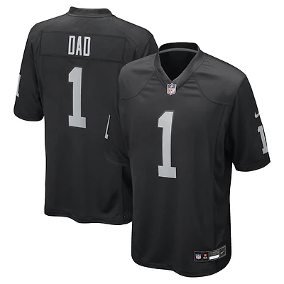 Maillot de match Nike numéro 1 Dad noir des Las Vegas Raiders pour hommes