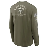 Men's Nike Olive Las Vegas Raiders 2025 Salute to Service Sideline Long Sleeve T-Shirt