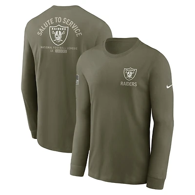 Men's Nike Olive Las Vegas Raiders 2025 Salute to Service Sideline Long Sleeve T-Shirt