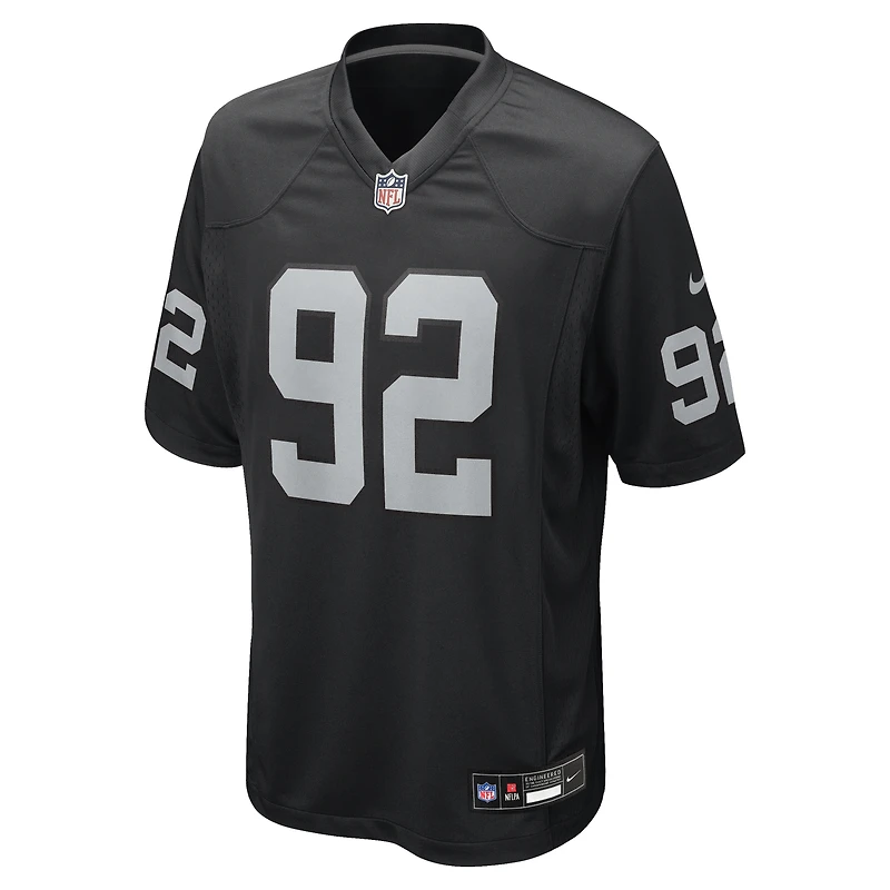Maillot de match joueur retraité Nike Richard Seymour pour hommes, noir, Las Vegas Raiders