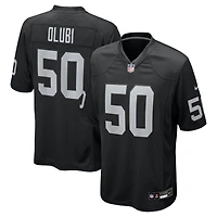 Maillot de match Nike Segun Olubi noir pour homme, équipe des Raiders Las Vegas